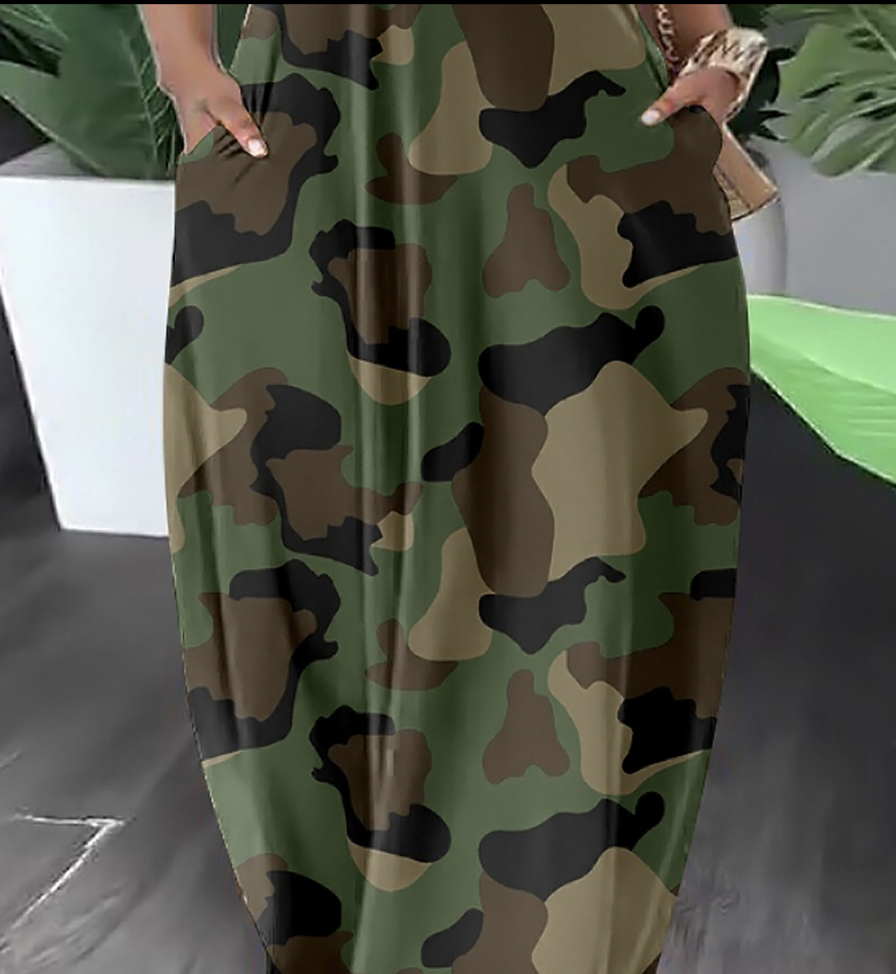 Plus Size Camouflage Maxi Dress