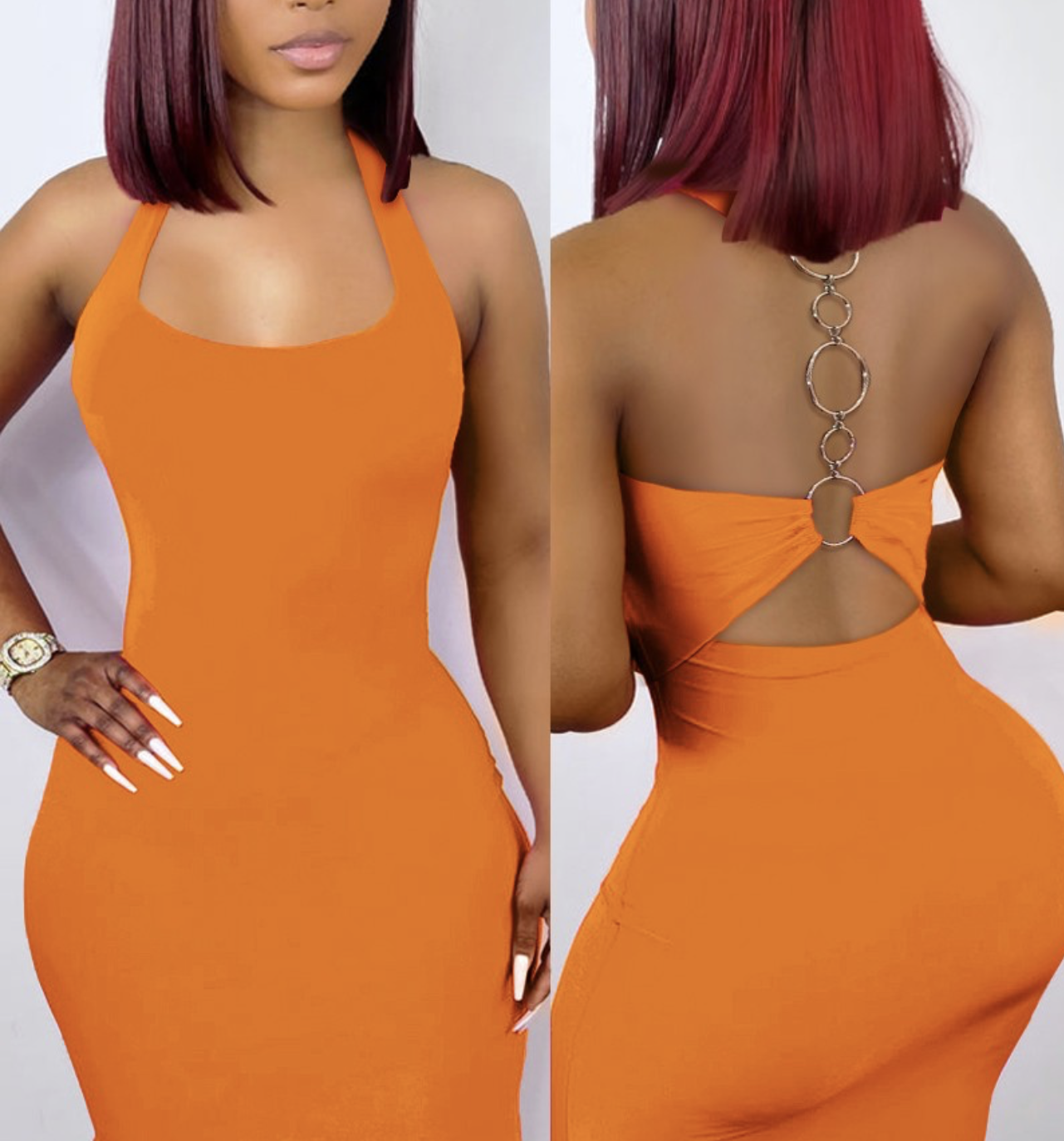 O ring backless dress