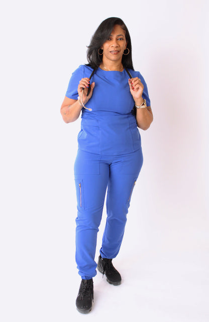 Cobalt Luxe Scrub Set