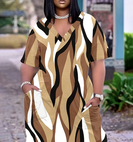 Plus Size Abstract Print Dress