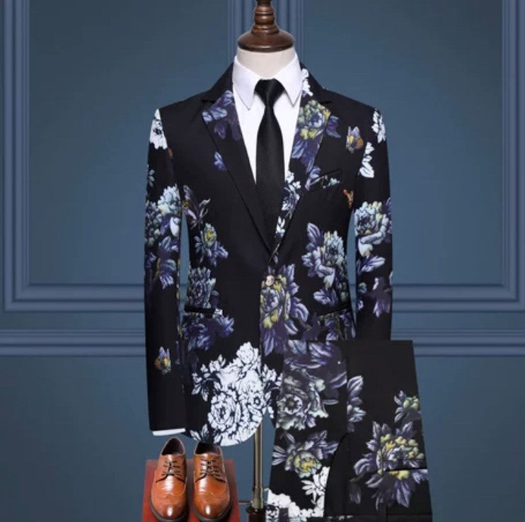 2 PCE slim fit floral suit