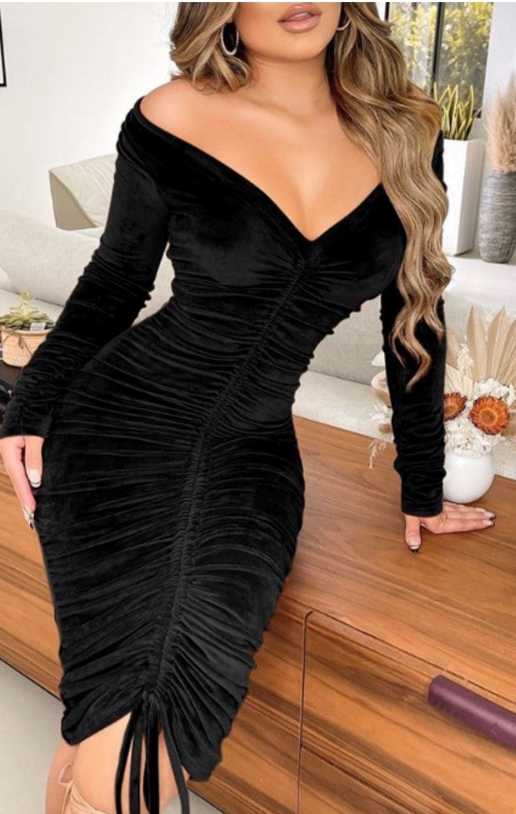 Sexy Black velvet dress