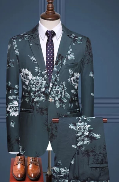 2 PCE slim fit floral suit