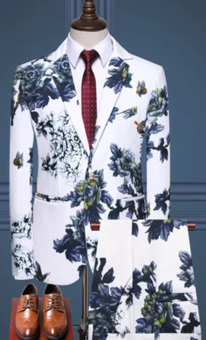 2 PCE slim fit floral suit